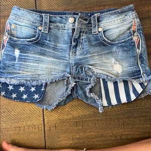 Miss Me Indigo Flag Pocket Short sz 27
